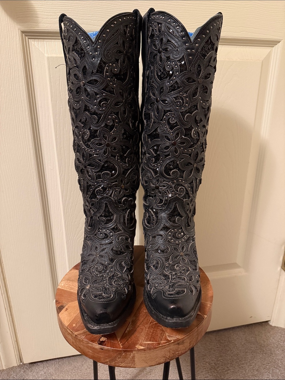 Corral Boots Black Sequin Inlay